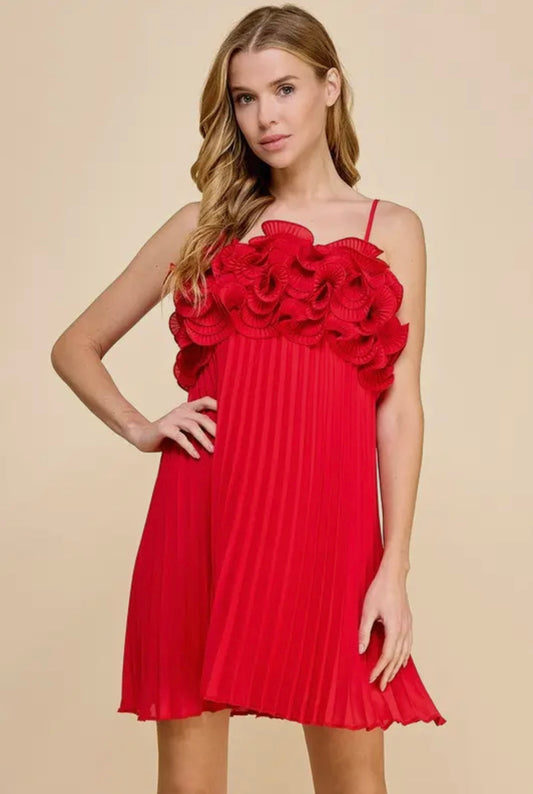 Red Pleated Dress