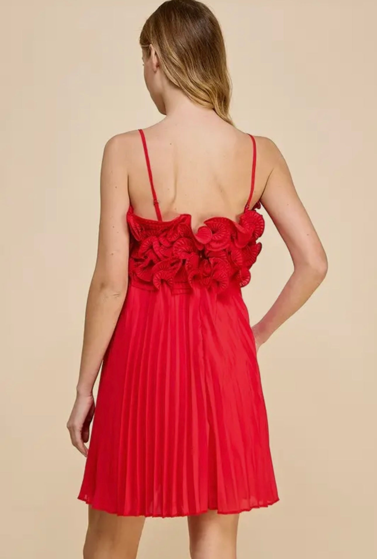 Red Pleated Dress