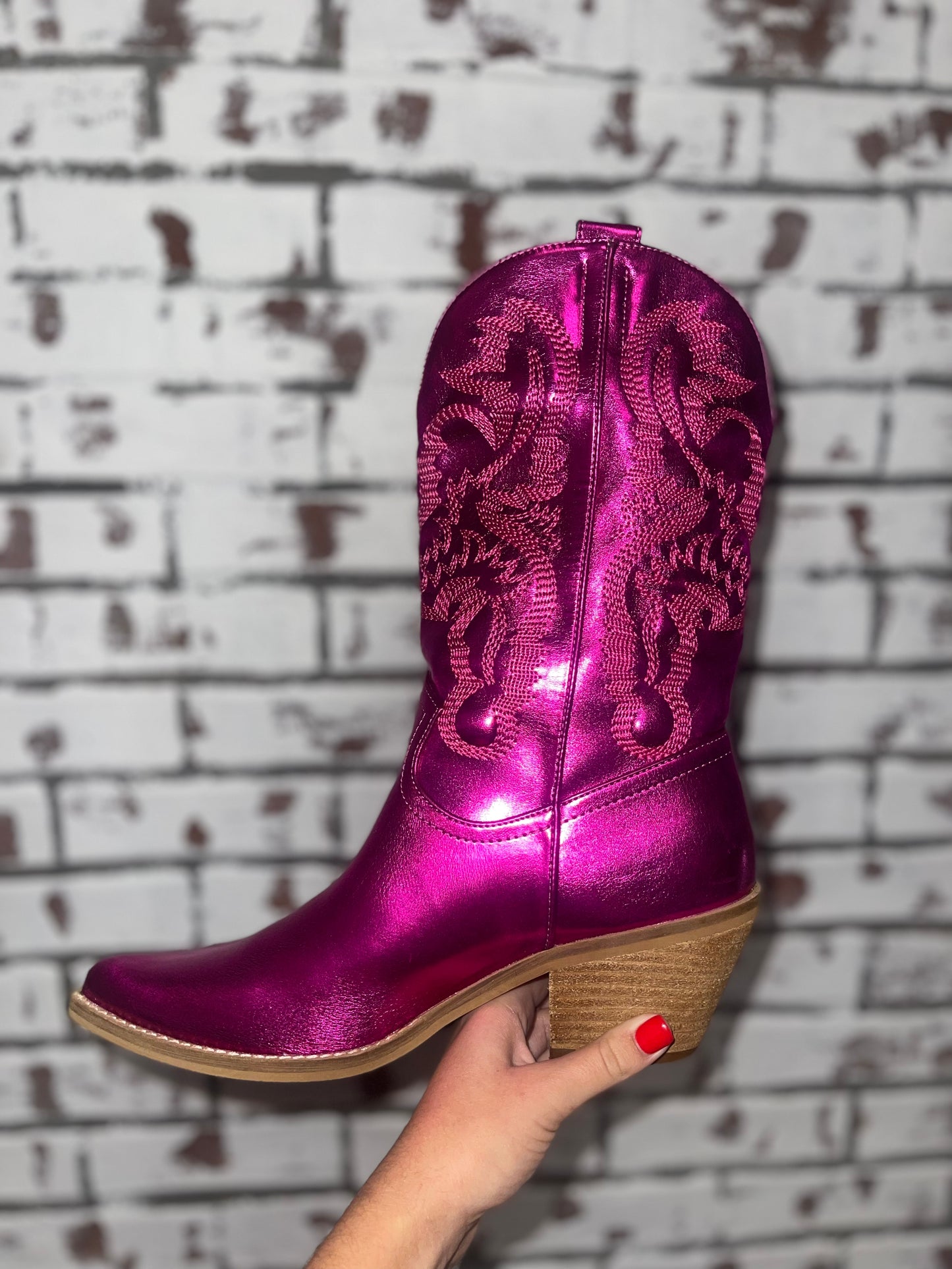 Pink Metallic Boots