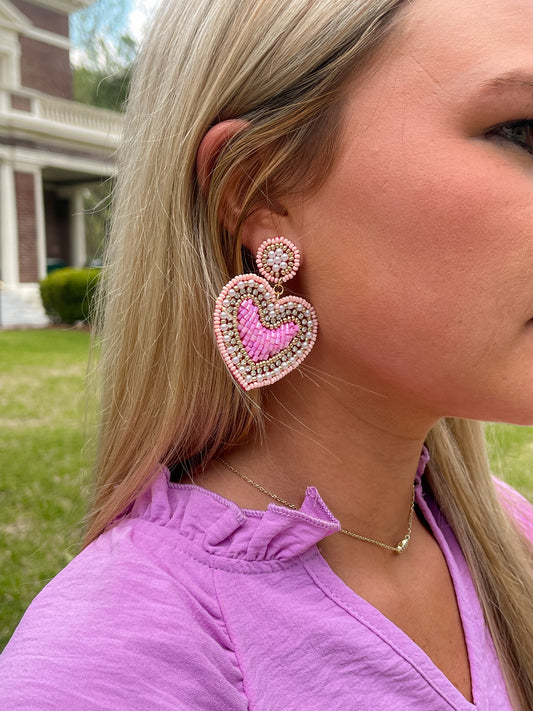 Lovely Pink Heart Earrings